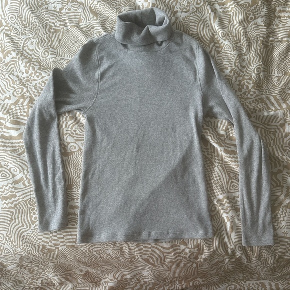 Quince Organic Cotton Microrib Turtleneck Heather gray size S - Picture 6 of 7